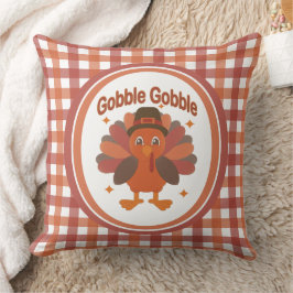 Schattigee Thanksgiving Turkije Cartoon - "Gobble  Kussen
