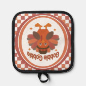 Schattigee Thanksgiving Turkije Cartoon - "Gobble Pannenlap (Voorkant)