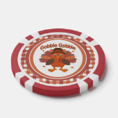 Schattigee Thanksgiving Turkije Cartoon - "Gobble Poker Chips (Enkel)
