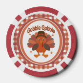Schattigee Thanksgiving Turkije Cartoon - "Gobble Poker Chips (Achterkant)