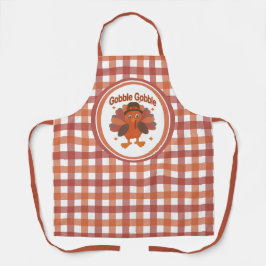 Schattigee Thanksgiving Turkije Cartoon - "Gobble  Schort