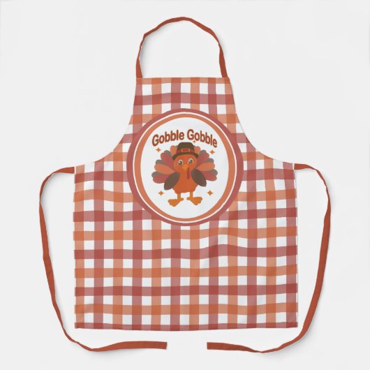 Schattigee Thanksgiving Turkije Cartoon - "Gobble Schort (Voorkant)