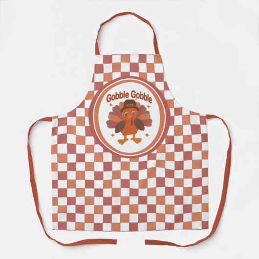 Schattigee Thanksgiving Turkije Cartoon - "Gobble Schort (Voorkant)