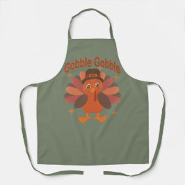 Schattigee Thanksgiving Turkije Cartoon - "Gobble  Schort