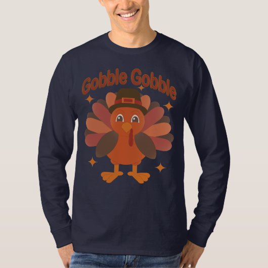 Schattigee Thanksgiving Turkije Cartoon - "Gobble  T-shirt (Voorkant)
