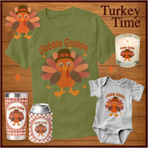 Schattigee Thanksgiving Turkije Cartoon - "Gobble 
