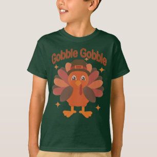 Schattigee Thanksgiving Turkije Cartoon - "Gobble T-shirt