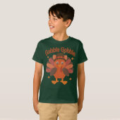 Schattigee Thanksgiving Turkije Cartoon - "Gobble  T-shirt (Voorkant volledig)