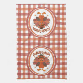 Schattigee Thanksgiving Turkije Cartoon - "Gobble Theedoek (Verticaal)