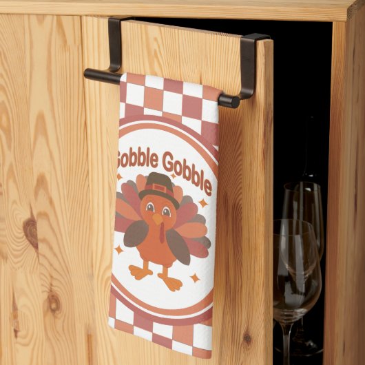 Schattigee Thanksgiving Turkije Cartoon - "Gobble Theedoek (Derde Gevouwen)