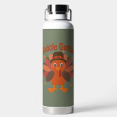 Schattigee Thanksgiving Turkije Cartoon - "Gobble Waterfles (Achterkant)