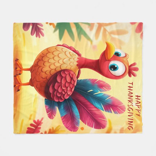 Schattigee Thanksgiving Turkije Fleece Blanket Deken (Voorkant (Horizontaal))