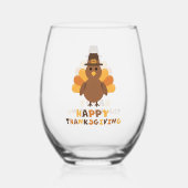 Schattigee Thanksgiving Turkije geel Wijnglas Zonder Voet (Voorkant)