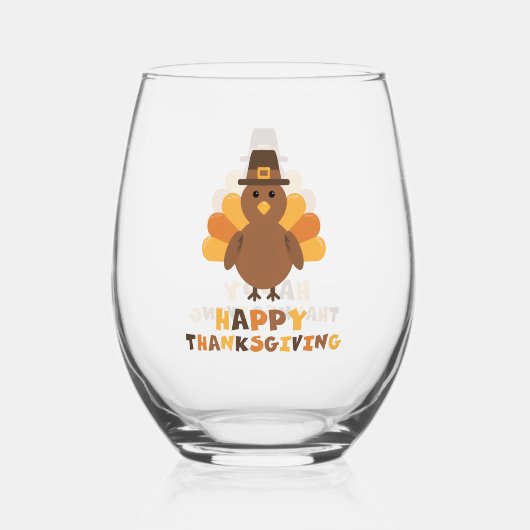 Schattigee Thanksgiving Turkije geel Wijnglas Zonder Voet (Voorkant)