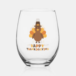 Schattigee Thanksgiving Turkije geel Wijnglas Zonder Voet