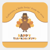Schattigee Thanksgiving Turkije Gele restjes verwi Vierkante Sticker (Voorkant)