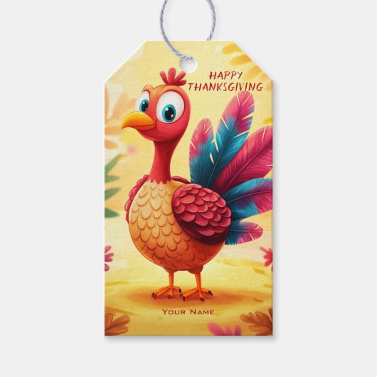 Schattigee Thanksgiving Turkije Gift Label Cadeaulabel (Voorkant)