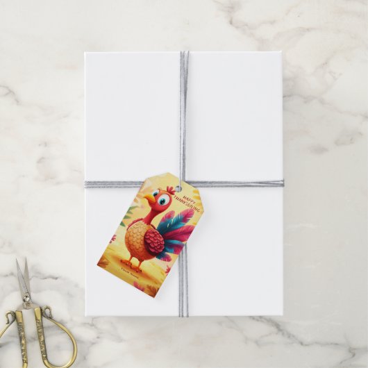 Schattigee Thanksgiving Turkije Gift Label Cadeaulabel (Met Touw)