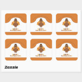 Schattigee Thanksgiving Turkije Oranje restjes ver Vierkante Sticker (Vel)