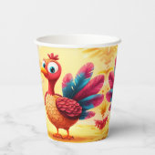 Schattigee Thanksgiving Turkije Papieren kopjes Papieren Bekers (Achterkant)