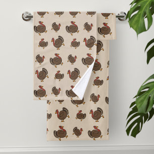 Schattigee Thanksgiving Turkije Patroon Badhanddoe Bad Handdoek