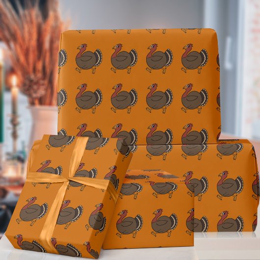 Schattigee Thanksgiving Turkije Patroon Wrapping P Cadeaupapier