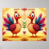 Schattigee Thanksgiving turkije Poster (Voorkant)