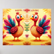 Schattigee Thanksgiving turkije Poster