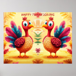 Schattigee Thanksgiving turkije Poster