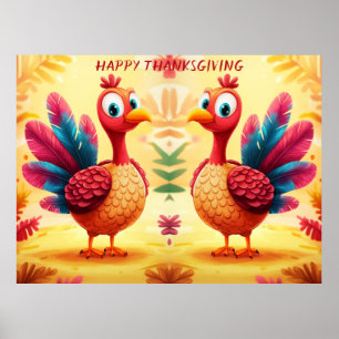 Schattigee Thanksgiving turkije Poster