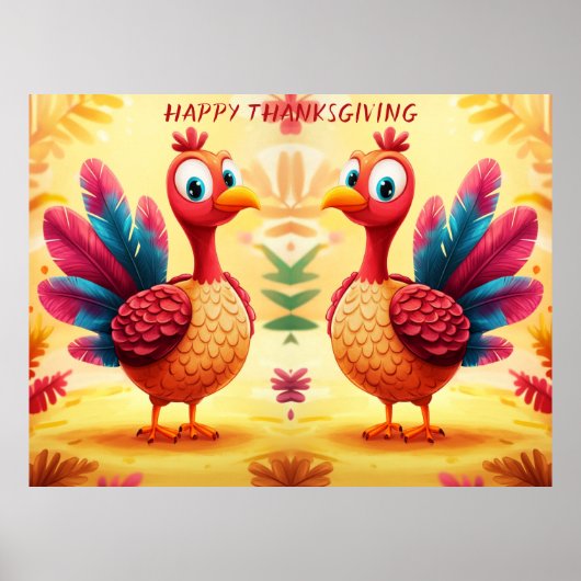 Schattigee Thanksgiving turkije Poster (Voorkant)