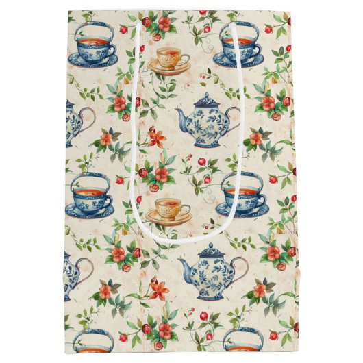 Schattigee theeliefhebbers betegeld feest medium cadeauzakje (Achterkant)