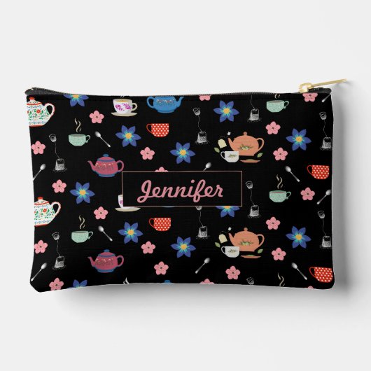 Schattigee theepot en beker met aangepaste naam etui (Achterkant)