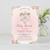 Schattigee Theepot Spring Flowers Baby shower Kaart (Staand voorkant)