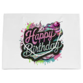 Schattigee tienermeisjes Happy Birthday Groot Cadeauzakje (Voorkant)