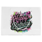 Schattigee tienermeisjes Happy Birthday Groot Cadeauzakje (Achterkant)
