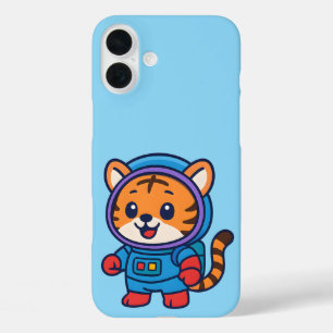 Schattigee Tiger Astronaut Telefoonhoes voor alle iPhone 16 Plus Hoesje