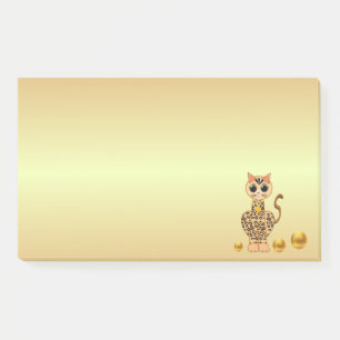 Schattigee Tiger Cat Cartoon op Golden Post-it® Notes