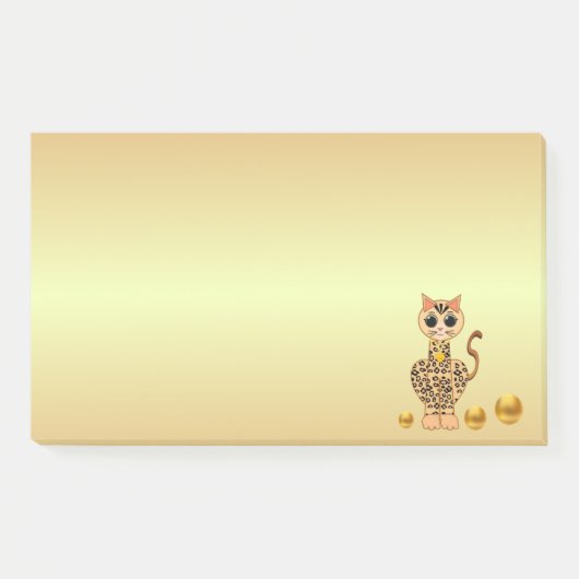 Schattigee Tiger Cat Cartoon op Golden Post-it® Notes (Voorkant)