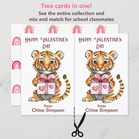 Schattigee Tiger Cub Kind Valentijn Classroom Kaar Briefkaart