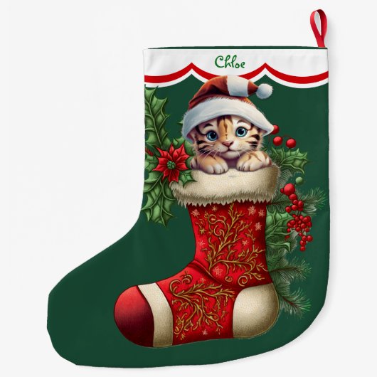 Schattigee Tiger Cub Peeking Grote Kerstsok (Achterkant)