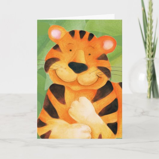 Schattigee Tiger kunst kinderen Verjaardag Kaart (Voorkant)