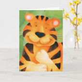 Schattigee Tiger kunst kinderen Verjaardag Kaart (Gele Bloem)