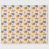Schattigee Tiger Lion Olifant Giraffe Paw Print Cadeaupapier (Vlak)