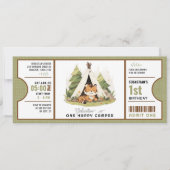 Schattigee Tiger One Happy Camper 1e verjaardag Kaart (Voorkant)