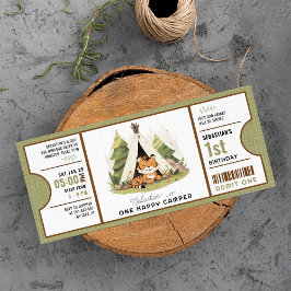 Schattigee Tiger One Happy Camper 1e verjaardag Kaart