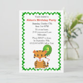 Schattigee Tiger verjaardagsfeestje voor jongen Kaart (Staand voorkant)