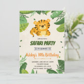 Schattigee Tiger verjaardagsfeestuitnodiging Kaart (Staand voorkant)