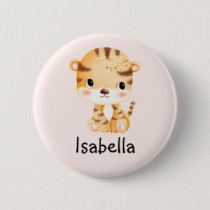 Schattigee Tijger Aangepaste Naam Gepersonaliseerd Ronde Button 5,7 Cm