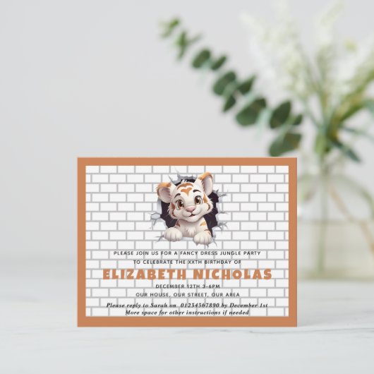 Schattigee Tijger Cub Peeking Out Nodig Sjabloon S Kaart (Staand voorkant)